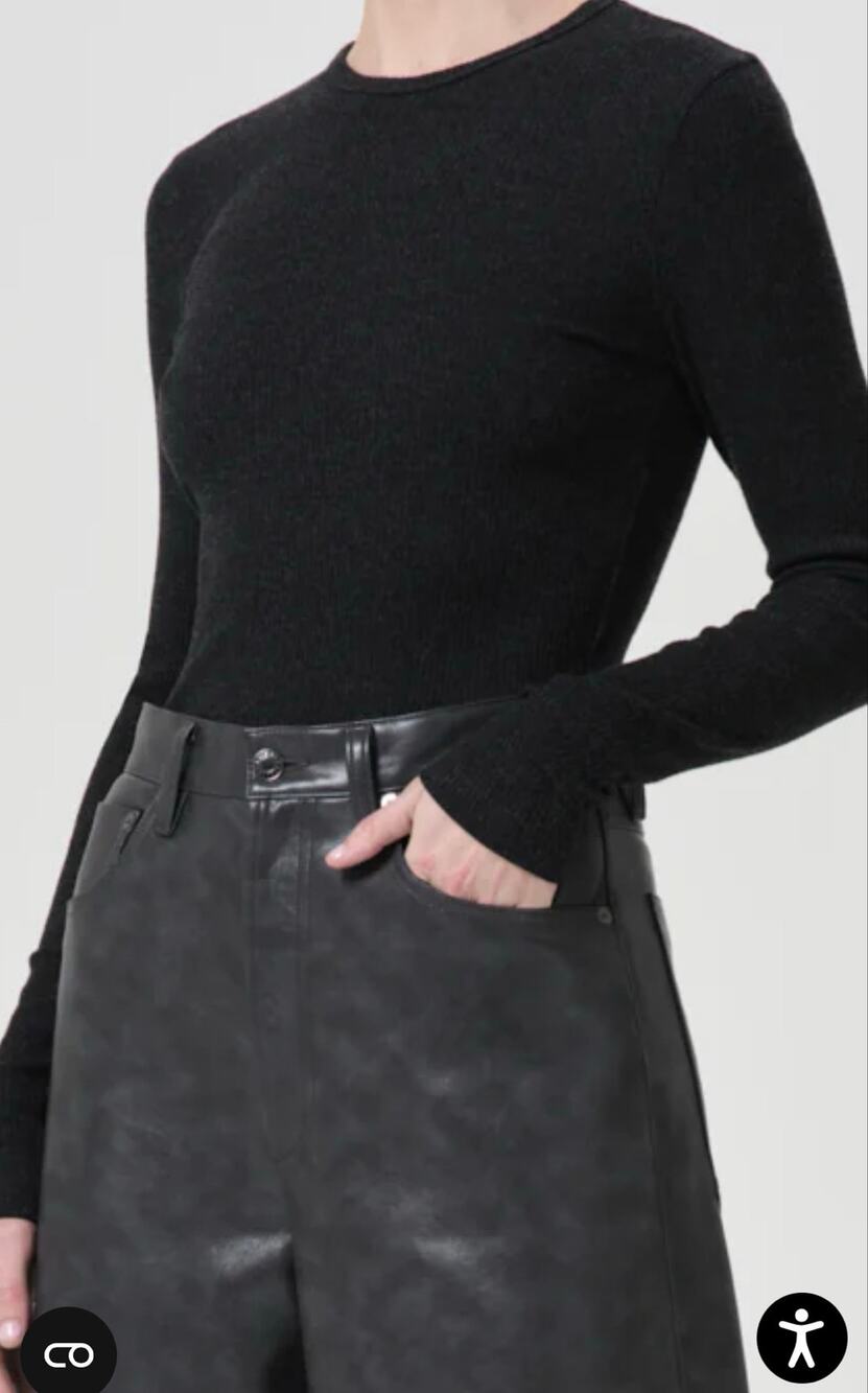 AGOLDE Delphi Slim Tee Ribbed Gray Long Sleeve Crewneck Size Medium IN KATNISS